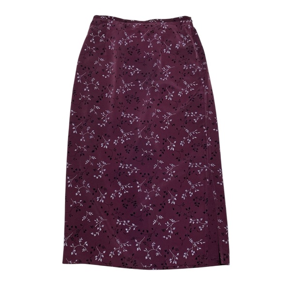 Vintage Laura Scott Midi Skirt Womens M Petite Purple Floral Witchy Vampy Grunge - Picture 1 of 9